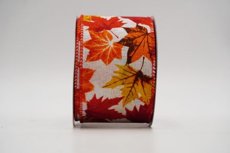 Fall Maple Leaves Wired Ribbon_KF7062GC-1-220_white